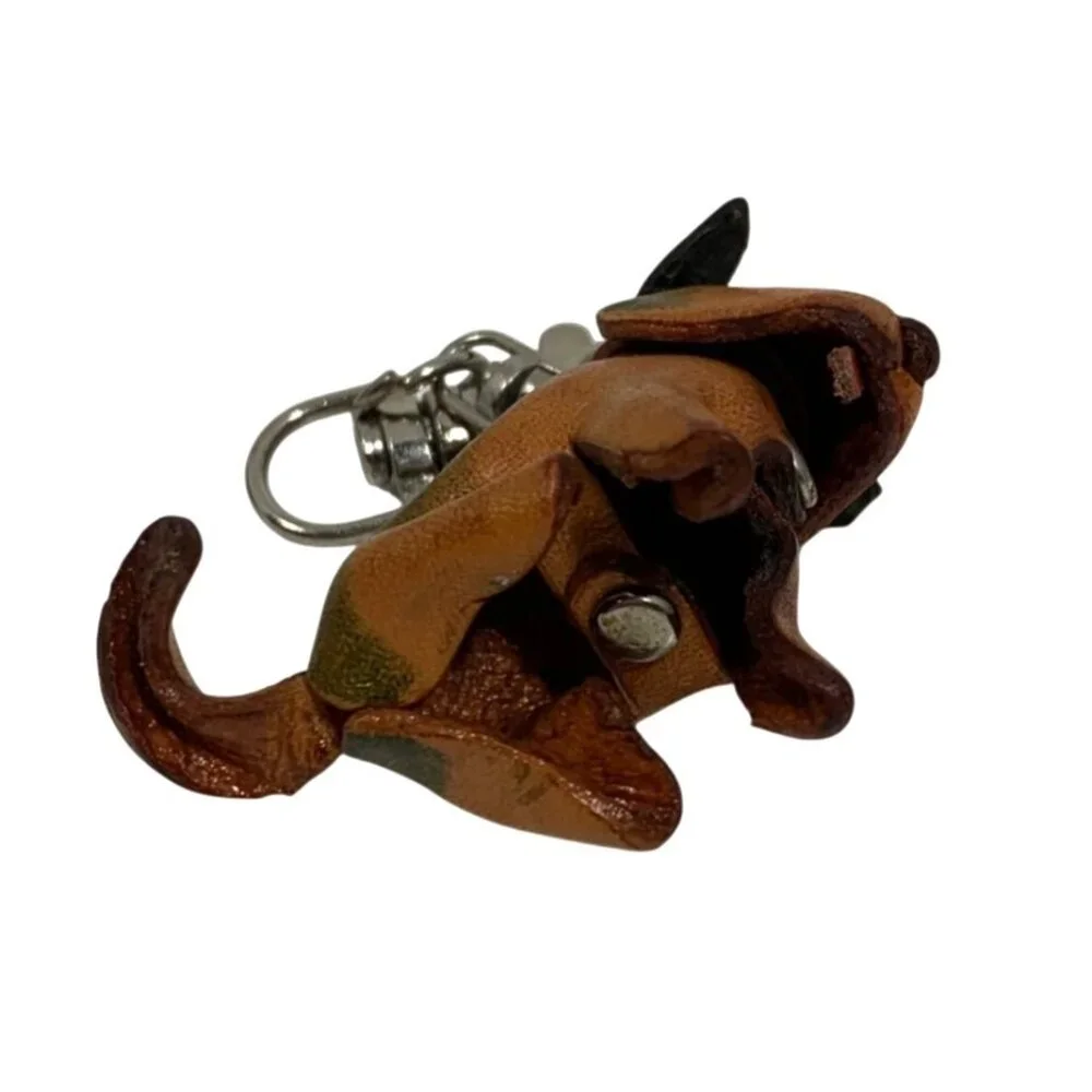 Handcrafted Leather Black Tan Labrador Rottweiler Dog Keychain Purse Charm